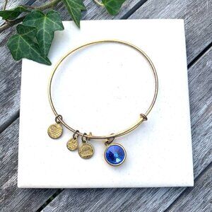 Alex and Ani Birthstone Bangle – September Sapphire – Russian Gold Finish